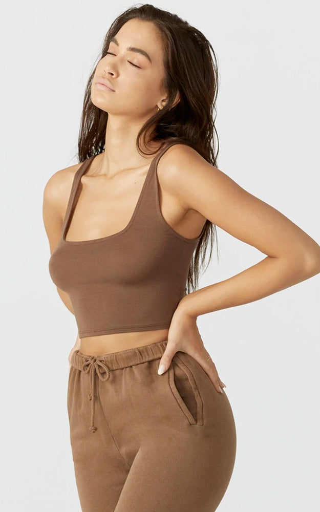 Joah Brown Square Neck Crop Tank – The Renowned Shop