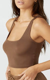 Joah Brown Square Neck Crop Tank Tobacco