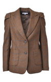 James Jeans Brown Plaid Monet Plaid Puff Shoulder Blazer