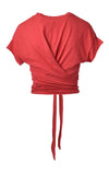 Red LA Made Babe Wrap Tie Crop Top Tee Back