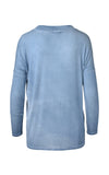 LA Made Oversized Pocket Castor V-Neck Long Sleeve Top Blue Moon