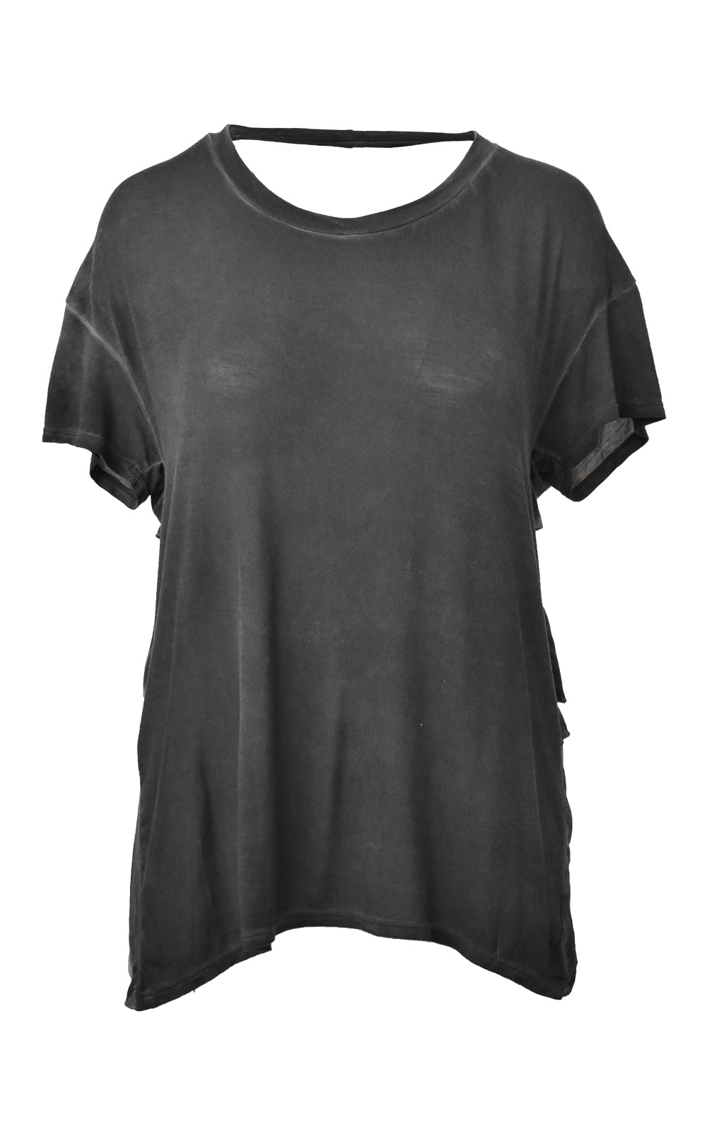 LA Made Black Twisted Open Back Oil Washed Pipeline Tee