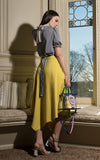 LIE Collection Asymmetrical Back Ribbon Tie Skirt Model Yellow