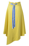 LIE Collection Asymmetrical Back Ribbon Tie Skirt Back Yellow