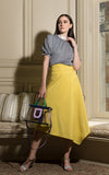 LIE Collection Asymmetrical Back Ribbon Tie Skirt Model Yellow