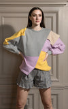 LIE Collection Asymmetrical Colorblock Sweatshirt Model Grey