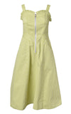IE Collection Lime Green & White Pinstripe Zipper Flare Dress