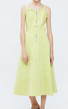 IE Collection Lime Green & White Pinstripe Zipper Flare Dress