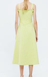 IE Collection Lime Green & White Pinstripe Zipper Flare Dress