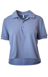 Lanston Brisk Blue Cutoff Crop Top Polo Shirt Front