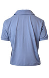 Lanston Brisk Blue Cutoff Crop Top Polo Shirt Back