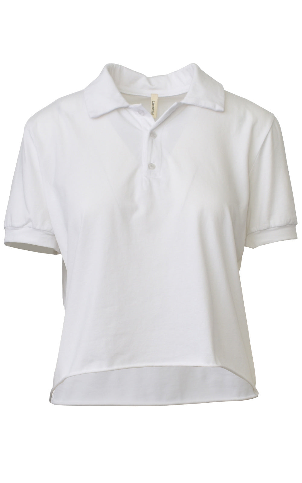 Lanston White Cutoff Crop Top Polo Shirt Front