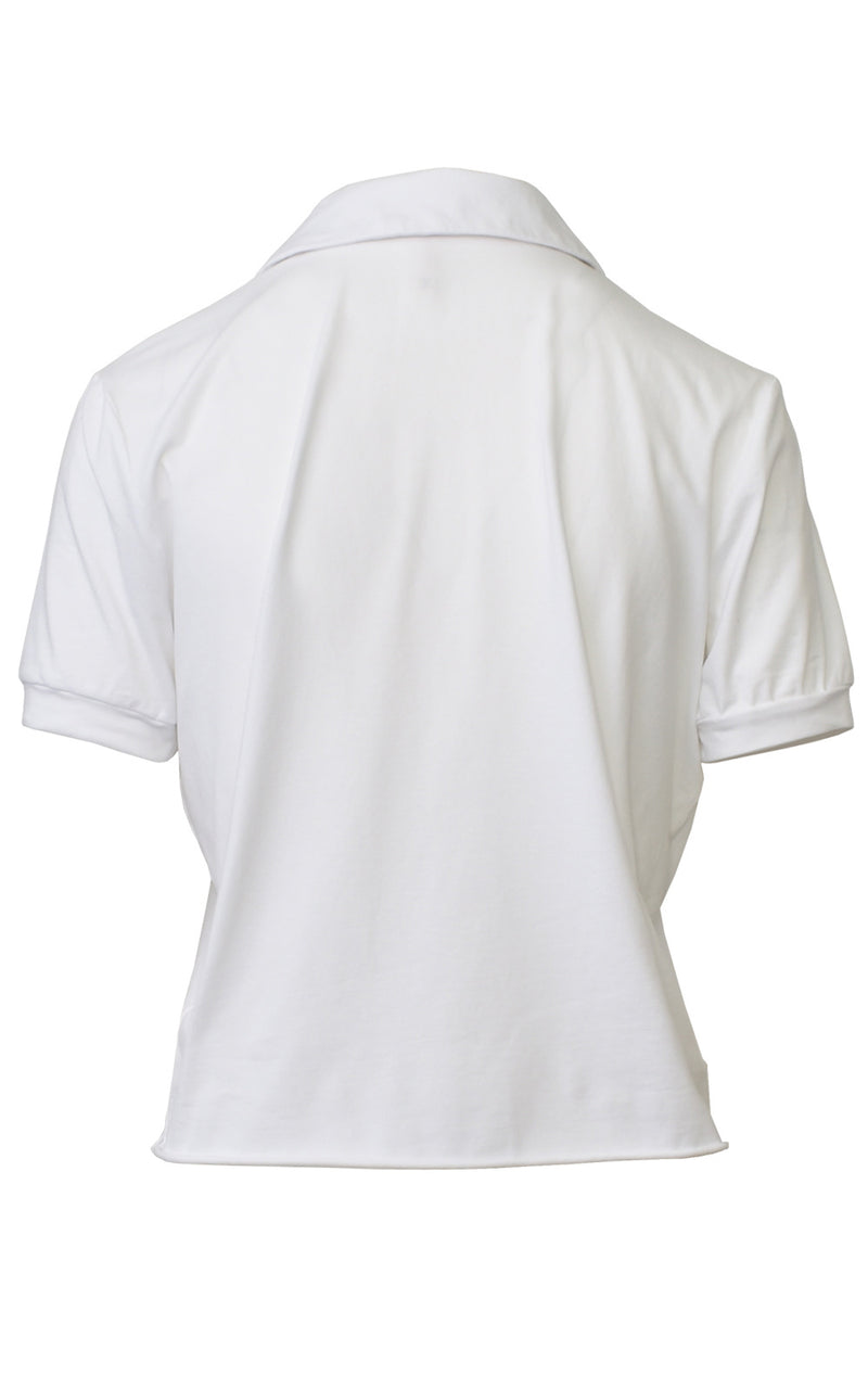 Lanston White Cutoff Crop Top Polo Shirt Back