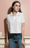 Lanston Crop Top Polo Shirt White
