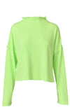 Lanston Neon Green Mock Neck French Terry Pullover Sweatshirt