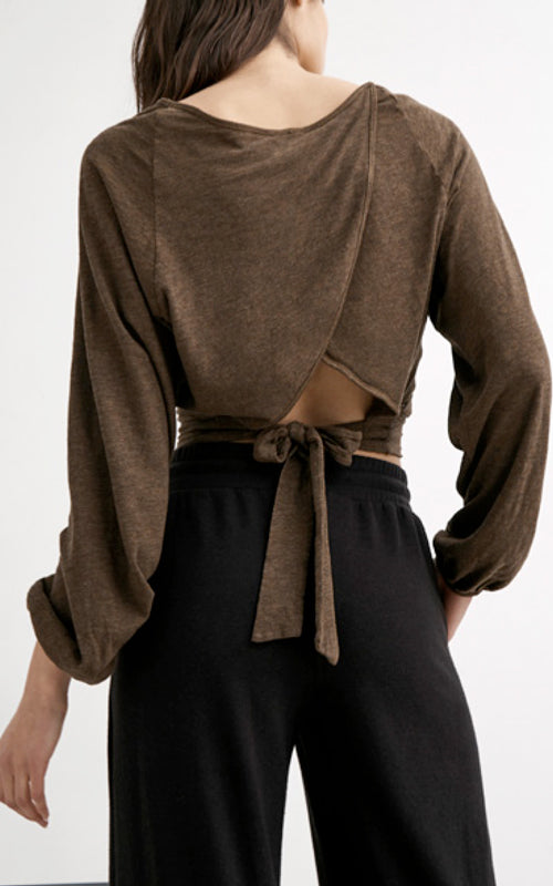 Tie Back Wrap Long Sleeve Top