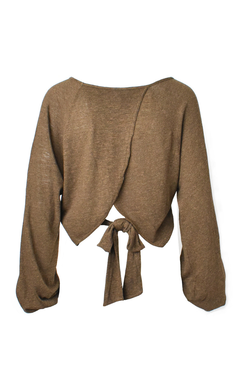 Tie Back Wrap Long Sleeve Top