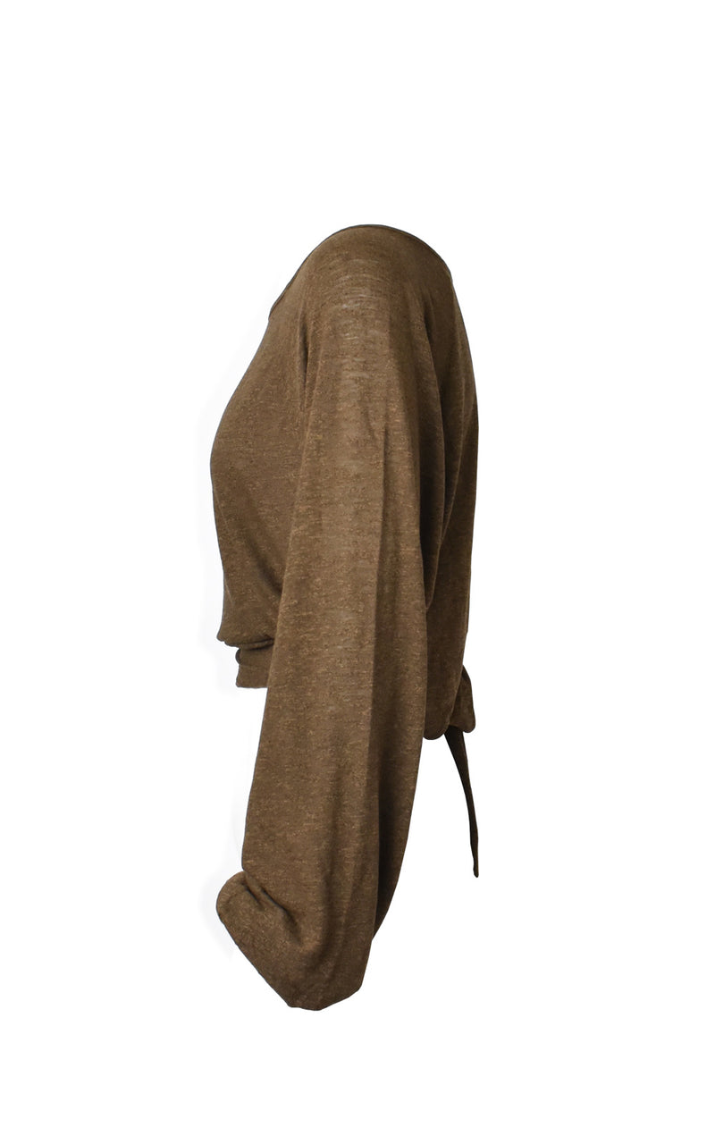 Tie Back Wrap Long Sleeve Top