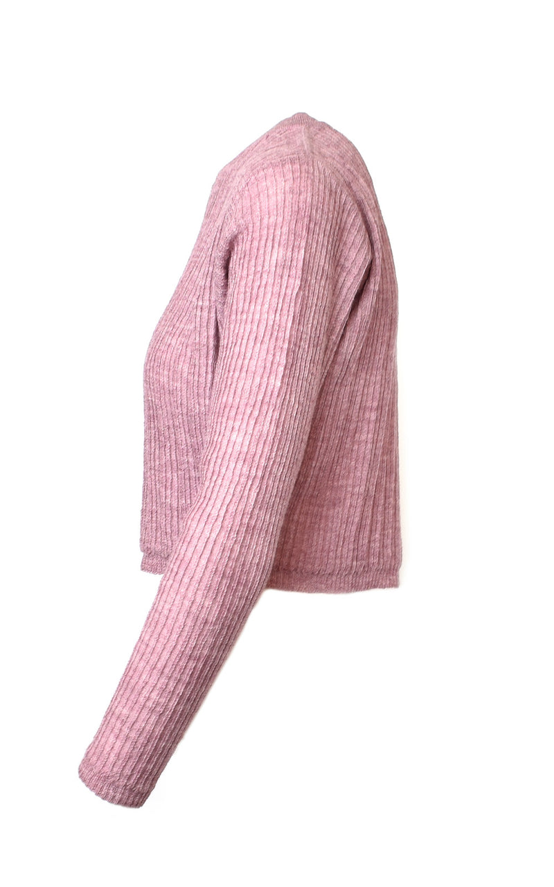 Mantari Laura Alpaca Ribbed Cropped Sweater Pink