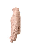 Mantari Rosa Alpaca Cable Knit Puff Sleeve Turtleneck Sweater Dusty Pink