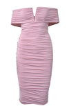 Nookie Dusty Rose Rio Off-Shoulder Midi Dress