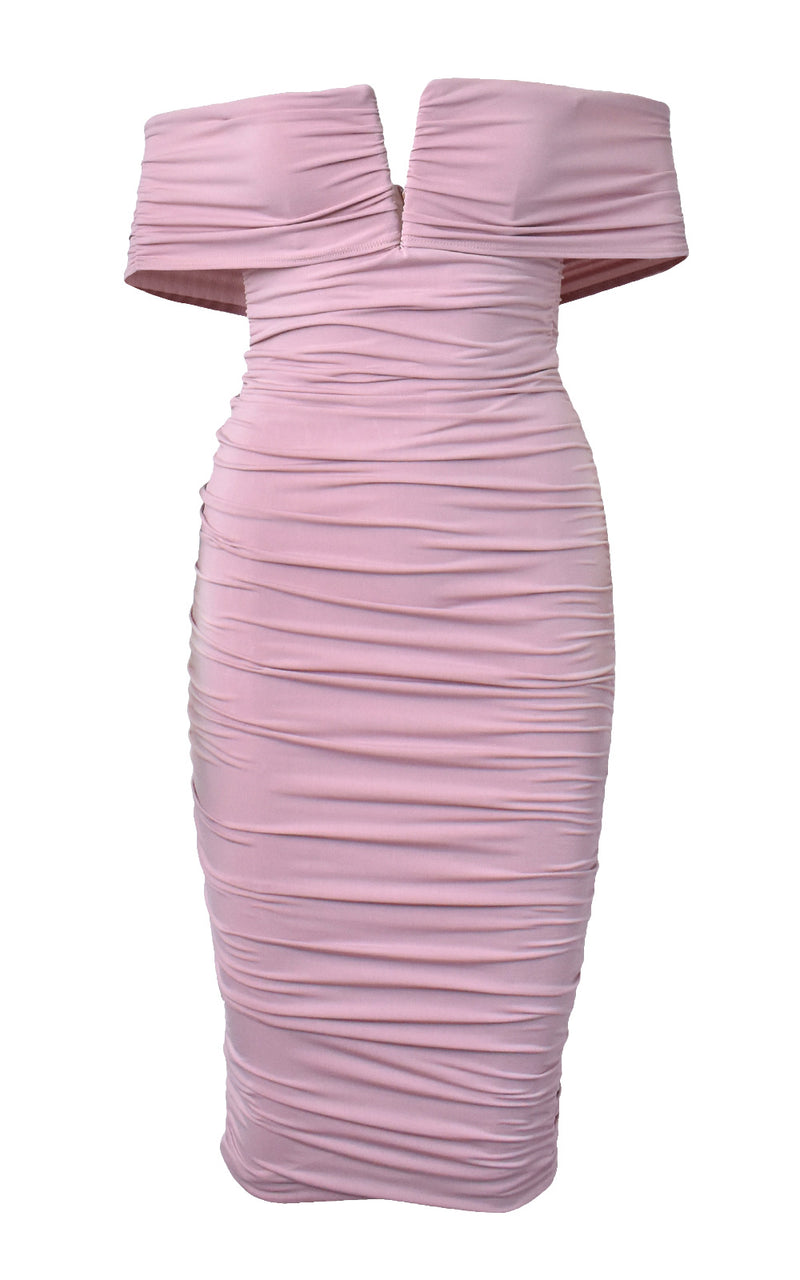 Nookie Dusty Rose Rio Off-Shoulder Midi Dress
