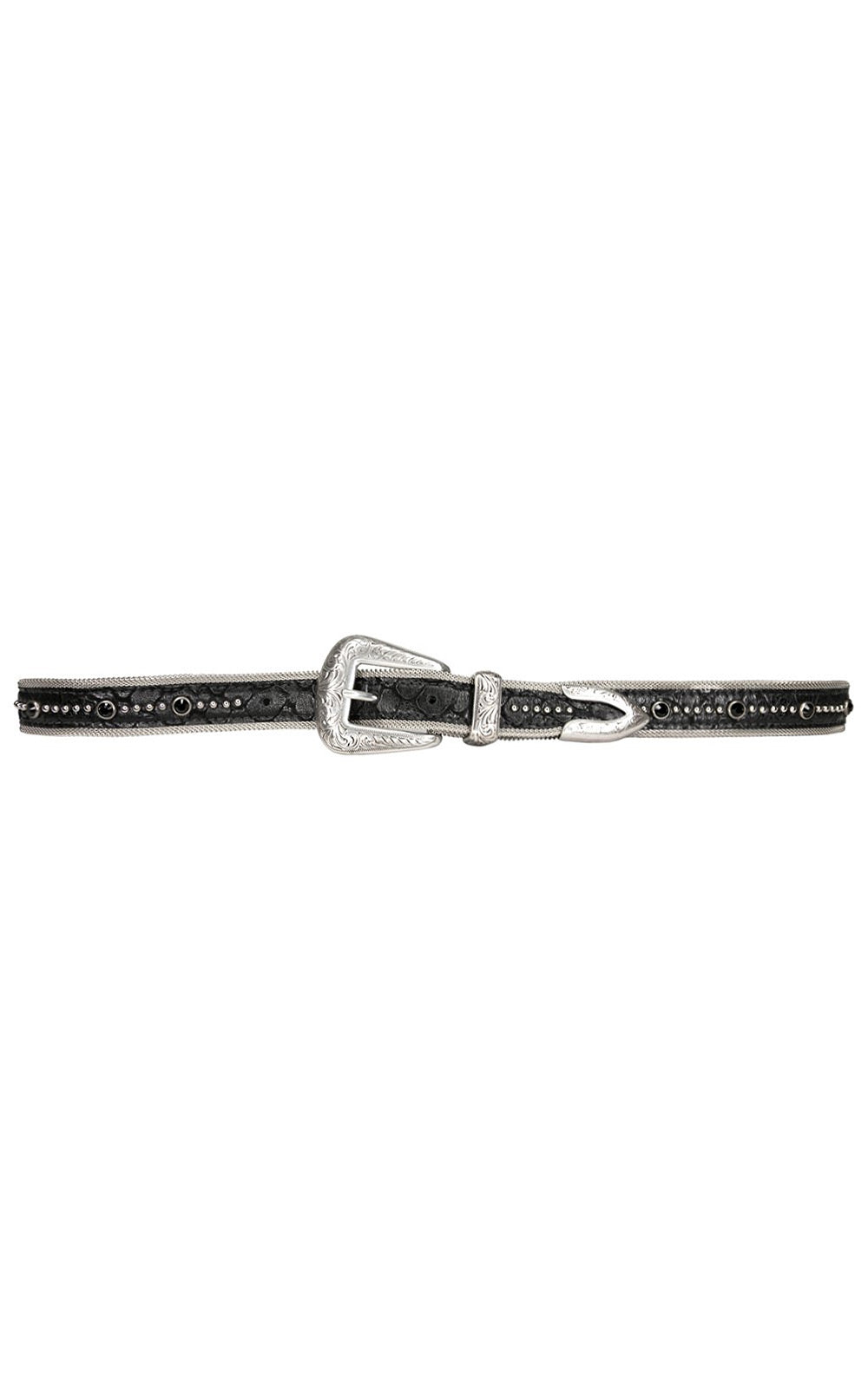 Arwen Black Crystal Snake Pattern Leather Belt