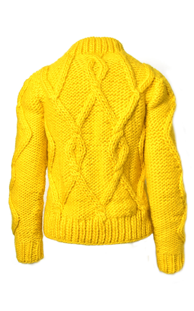 Stella Pardo Yasmine Yellow Cable Knit Wool Sweater