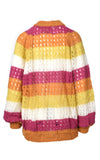 Stella Pardo Esme Loose Knit Oversized Alpaca Wool Cardigan Burnt Orange Stripe