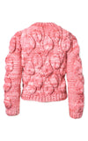 Leanne Candy Pink Leaf Pattern Textured Alpaca Wool Sweater