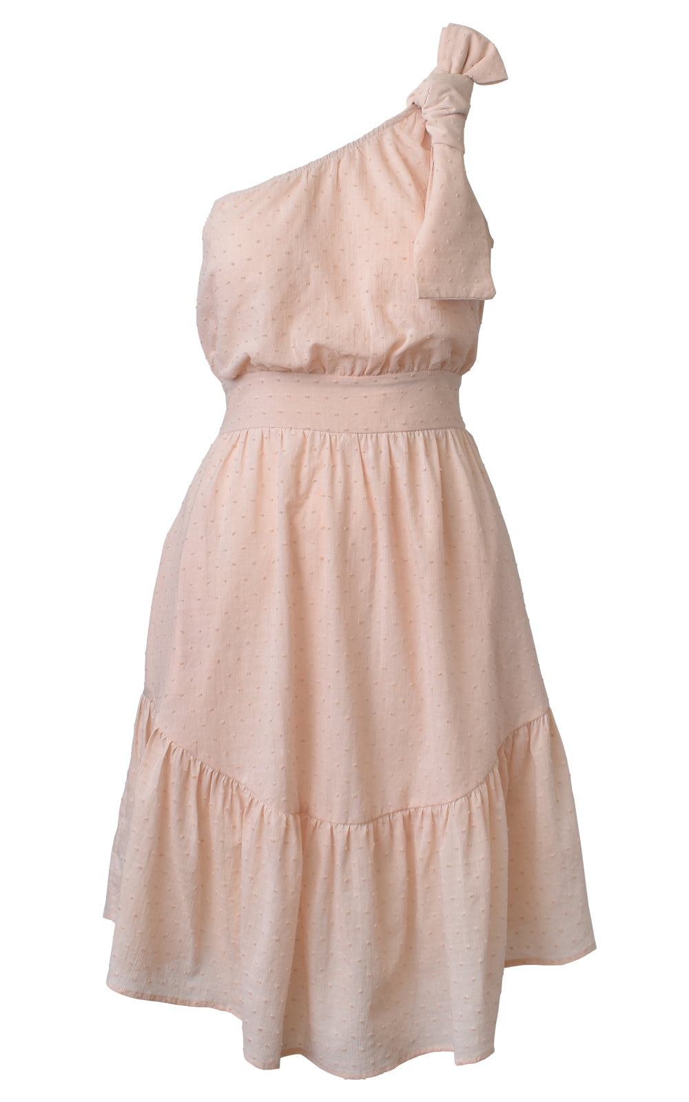 Stillwater Cheval D'Or Rose Pink One Shoulder Bow Midi Dress Rose