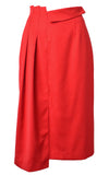 WNDERKAMMER Red Asymmetrical Tuck Detail Pleated  Front Slit Pencil Skirt