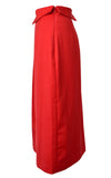 WNDERKAMMER Red Asymmetrical Tuck Detail Pleated  Front Slit Pencil Skirt