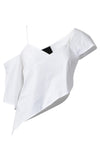 White Asymmetrical Drop Shoulder Tank Top Front