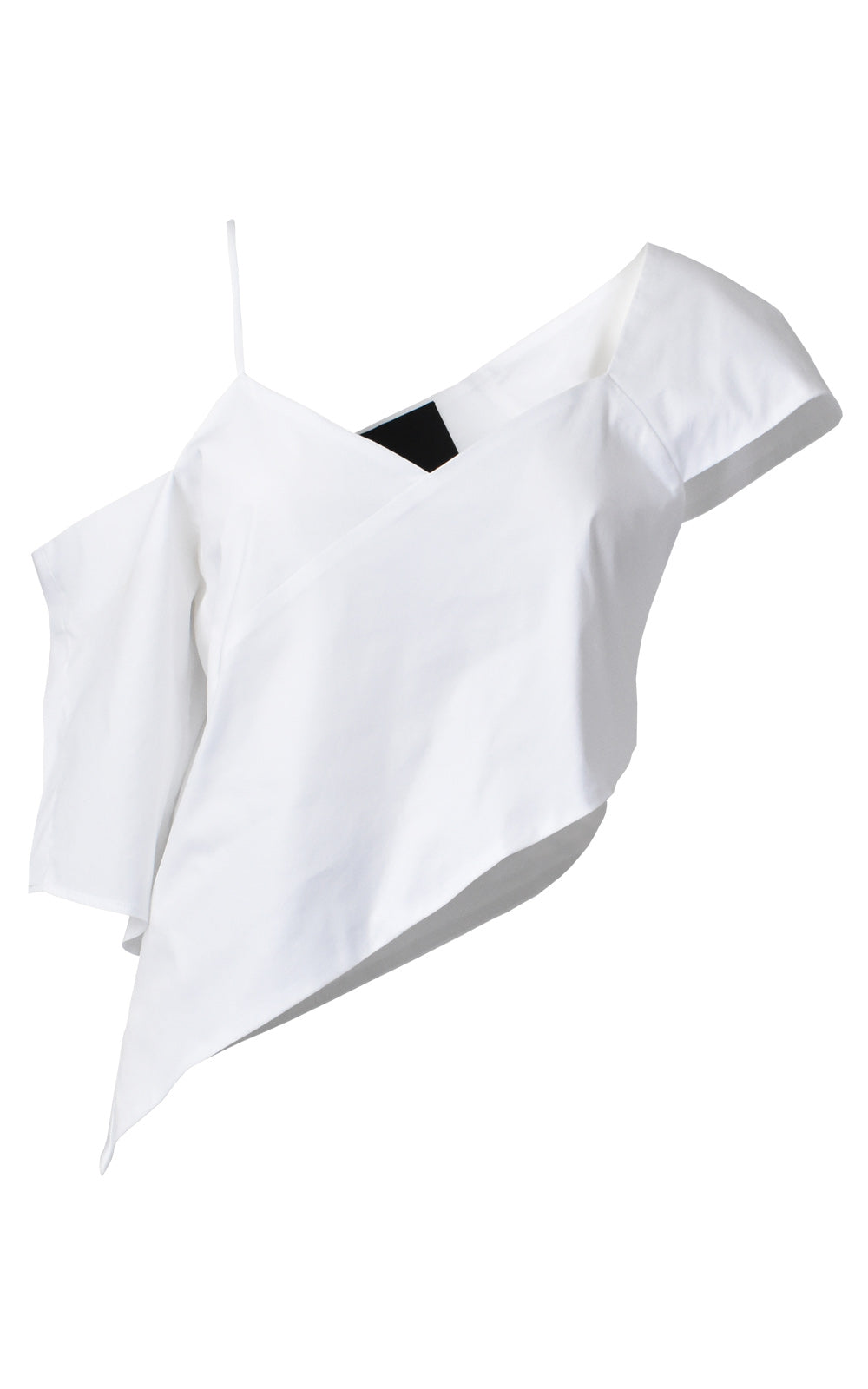 White Asymmetrical Drop Shoulder Tank Top Front