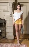 White Asymmetrical Drop Shoulder Tank Top Model
