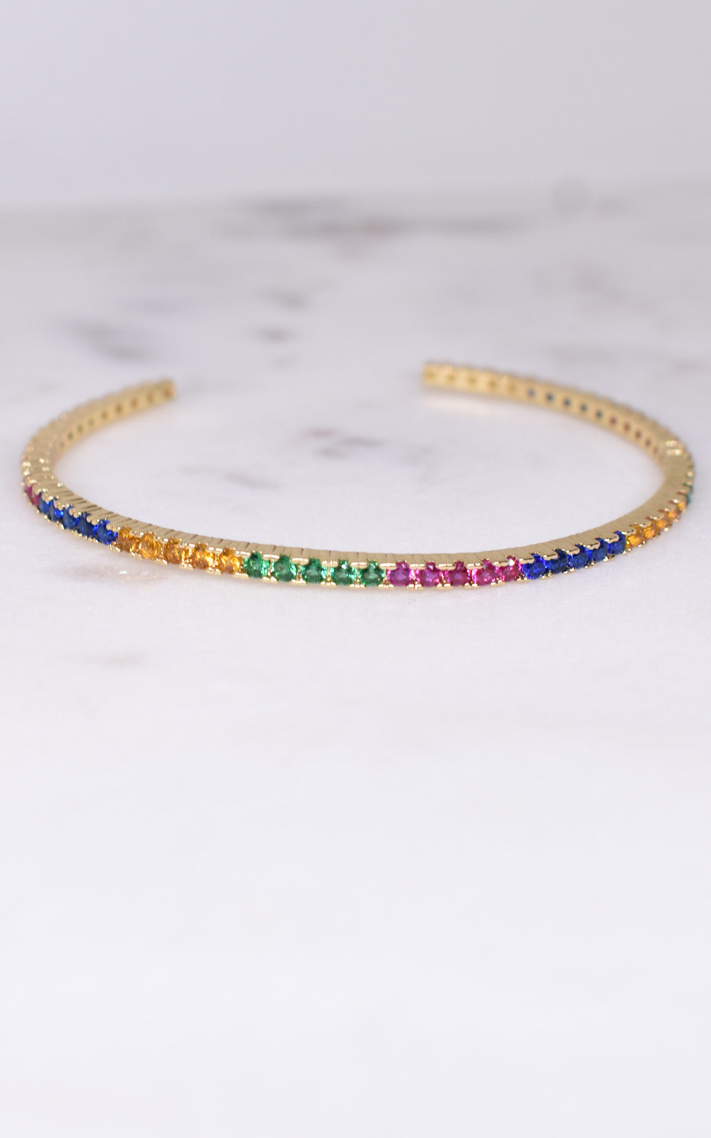 SHASHI Rainbow Stone Gold Plated Cuff Bracelet