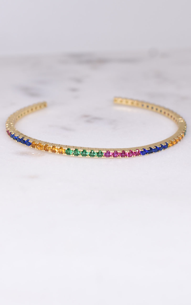 Shashi Rainbow Stone & Gold Plated Cuff Bracelet