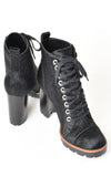 Carrano Calf Hair Lace-Up Platform Boots Black