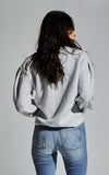 McGuire Bella Bubble Sleeve Fuzzy Fleece Crewneck Sweatshirt Model Back  Grey Gardens