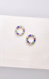 Shashi Rainbow Stone Circle Stud Earrings