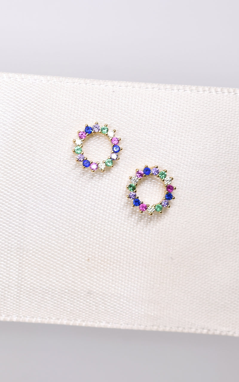 Shashi Rainbow Stone Circle Stud Earrings