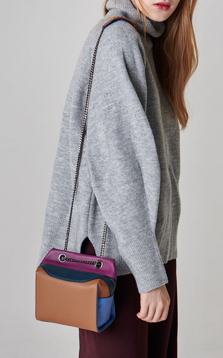 ROSA.K Colorblock Leather Crossbody Bag