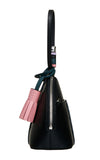 Tribal Black Pink Purple & Teal Hand Strap Mini Leather Handbag