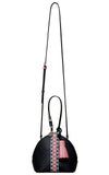 Tribal Black Pink Purple & Teal Hand Strap Mini Leather Handbag