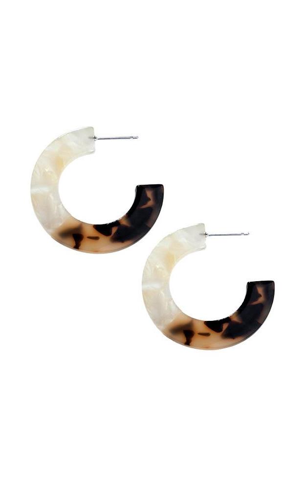 Shashi Peyton Lucite White/Tortoise Hoop Earrings