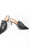 Carrano Buckle Mule Stiletto Heels Black